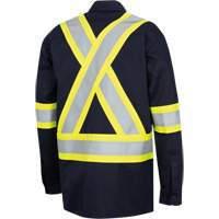 7742SF FR-TECH&reg; High-Visibility 88/12 Arc-Rated Safety Shirt, Small, Navy Blue Oxford Builders Supplies Inc