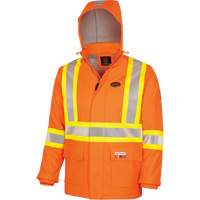 5884 Manteau imperm&eacute;able ignifuge et r&eacute;sistant aux arcs &eacute;lectriques avec capuchon Flash-Gard, Petit, Orange haute visibilit&eacute;, 51 cal/cm² Oxford Builders Supplies Inc
