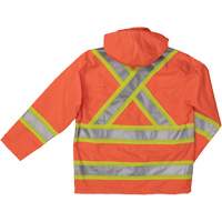Ripstop Safety Rain Jacket, Polyester, X-Small, High Visibility Orange Oxford Builders Supplies Inc