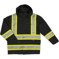 Ripstop Safety Rain Jacket, Polyester, X-Small, Black Oxford Builders Supplies Inc