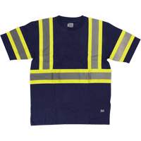 Short Sleeve Safety T-Shirt, Cotton, X-Small, Navy Blue Oxford Builders Supplies Inc
