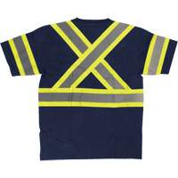 Short Sleeve Safety T-Shirt, Cotton, X-Small, Navy Blue Oxford Builders Supplies Inc