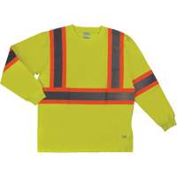 Long Sleeve Safety T-Shirt, Cotton, X-Small, High Visibility Lime-Yellow Oxford Builders Supplies Inc