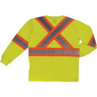 Long Sleeve Safety T-Shirt, Cotton, X-Small, High Visibility Lime-Yellow Oxford Builders Supplies Inc