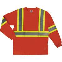 Long Sleeve Safety T-Shirt, Cotton, X-Small, High Visibility Orange Oxford Builders Supplies Inc