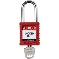 Velocity Lockout Padlock, Red, Keyed Different, Nylon, 1-1/2" Width Oxford Builders Supplies Inc