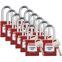 Velocity Lockout Padlocks, Red, Keyed Different, Nylon, 1-1/2" Width Oxford Builders Supplies Inc