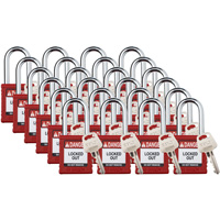 Velocity Lockout Padlocks, Red, Keyed Different, Nylon, 1-1/2" Width Oxford Builders Supplies Inc