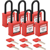 Velocity Lockout Padlocks, Red, Keyed Alike, Nylon, 1-1/2" Width Oxford Builders Supplies Inc