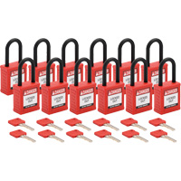 Velocity Lockout Padlocks, Red, Keyed Different, Nylon, 1-1/2" Width Oxford Builders Supplies Inc
