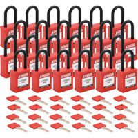 Velocity Lockout Padlocks, Red, Keyed Different, Nylon, 1-1/2" Width Oxford Builders Supplies Inc