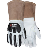 Leather Welding Work Gloves, Medium, Goatskin Palm, Gauntlet Cuff Oxford Builders Supplies Inc
