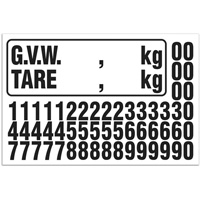 Trousse de num&eacute;rotation de la masse brute du v&eacute;hicule (MBV) pour camion, Num&eacute;ros/lettres/ponctuation assortis, Noir Oxford Builders Supplies Inc