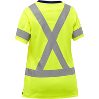 Bisley&reg; Women's X-Back Short Sleeve Shirt, Poly-Cotton, Small, High Visibility Lime-Yellow Oxford Builders Supplies Inc