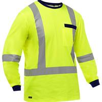 Bisley&reg; X-Back Long Sleeve Shirt, Poly-Cotton, Small, High Visibility Lime-Yellow Oxford Builders Supplies Inc