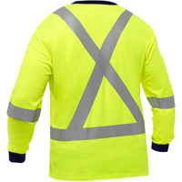 Bisley&reg; X-Back Long Sleeve Shirt, Poly-Cotton, Small, High Visibility Lime-Yellow Oxford Builders Supplies Inc