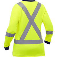 Bisley&reg; Women's X-Back Long Sleeve Shirt, Poly-Cotton, Small, High Visibility Lime-Yellow Oxford Builders Supplies Inc