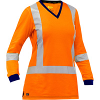 Bisley&reg; Women's X-Back Long Sleeve Shirt, Poly-Cotton, Small, High Visibility Orange Oxford Builders Supplies Inc