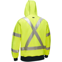 Coton ouat&eacute; doubl&eacute; de sherpa avec capuchon &agrave; fermeture &eacute;clair compl&egrave;te et X au dos Bisley, Petit, Jaune lime haute visibilit&eacute; Oxford Builders Supplies Inc