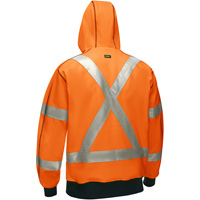 Coton ouat&eacute; doubl&eacute; de sherpa avec capuchon &agrave; fermeture &eacute;clair compl&egrave;te et X au dos Bisley, Petit, Orange haute visibilit&eacute; Oxford Builders Supplies Inc
