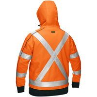Bisley&reg; X-Back Women's Contoured Full Zip Hooded Sweatshirt with Sherpa Lining, Small, High Visibility Orange Oxford Builders Supplies Inc