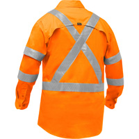 Chemise de travail &agrave; manches longues et X au dos Bisley avec X-Airflow, Poly-coton, Petit, Orange haute visibilit&eacute; Oxford Builders Supplies Inc
