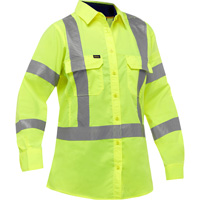 Chemise de travail &agrave; manches longues et X au dos Bisley avec X-Airflow pour femmes, Poly-coton, Petit, Jaune lime haute visibilit&eacute; Oxford Builders Supplies Inc