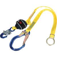 Tie-Back Web Shock-Absorbing Lanyard, 6', Rebar Hook Center, Snap Hook Leg Ends, Polyester Oxford Builders Supplies Inc