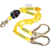 Twin-Leg Stretch Web Shock-Absorbing Lanyard, 6', Rebar Hook Center, Snap Hook Leg Ends Oxford Builders Supplies Inc