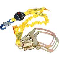 Twin-Leg Stretch Web Shock-Absorbing Lanyard, 6', Rebar Hook Center, Snap Hook Leg Ends Oxford Builders Supplies Inc