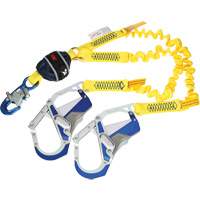 Twin-Leg Stretch Web Shock-Absorbing Lanyard, 6', Rebar Hook Center, Snap Hook Leg Ends Oxford Builders Supplies Inc