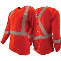 Atlas Guardian&reg; FR/AR Henley Shirts with 2" Striping, X-Small, High Visibility Orange Oxford Builders Supplies Inc