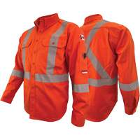 Atlas Guardian&reg; FR/AR Work Shirts with 2" Striping, X-Small, High Visibility Orange Oxford Builders Supplies Inc