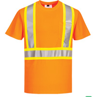 T-shirt de s&eacute;curit&eacute; &agrave; bandes contrastantes, Polyester, Petit, Orange haute visibilit&eacute; Oxford Builders Supplies Inc