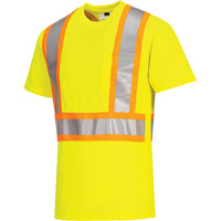 T-shirt de s&eacute;curit&eacute; &agrave; bandes contrastantes, Polyester, Petit, Jaune lime haute visibilit&eacute; Oxford Builders Supplies Inc