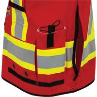 6678 Veste d'arpenteur antimicrobienne haute visibilit&eacute; avec dos en maille, Rouge, Petit, Polyester Oxford Builders Supplies Inc