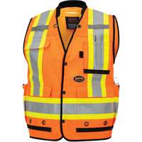 6680 Veste d'arpenteur antimicrobienne haute visibilit&eacute; avec dos en maille, Orange haute visibilit&eacute;, Petit, Polyester Oxford Builders Supplies Inc