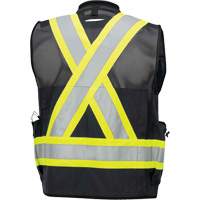 6679 Veste d'arpenteur antimicrobienne haute visibilit&eacute; avec dos en maille, Noir, Petit, Polyester Oxford Builders Supplies Inc