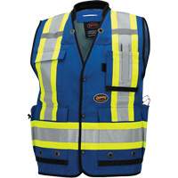 6681 Veste d'arpenteur antimicrobienne haute visibilit&eacute; avec dos en maille, Bleu royal, Petit, Polyester Oxford Builders Supplies Inc