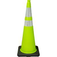 C&ocirc;ne de signalisation de premi&egrave;re qualit&eacute;, 36", Vert lime, Bande(s) r&eacute;fl&eacute;chissante(s) 4" & 6" Oxford Builders Supplies Inc