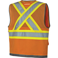 Veste de s&eacute;curit&eacute; pour arpenteur Pioneer avec fermeture &agrave; glissi&egrave;re et dos en maille, Orange haute visibilit&eacute;, Petit, Polyester Oxford Builders Supplies Inc