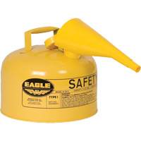 Safety Can for Diesel with Funnel, Type I, Galvanized Steel, 2.5 US gal., Yellow, FM Approved/UL/ULC Listed Oxford Builders Supplies Inc
