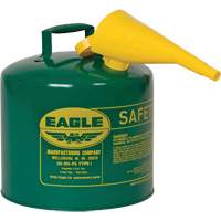 Safety Can for Combustibles with Funnel, Type I, Galvanized Steel, 5 US gal., Green, FM Approved/UL/ULC Listed Oxford Builders Supplies Inc
