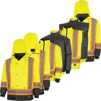 Parka de s&eacute;curit&eacute; d'hiver imperm&eacute;able 7-en-1 5057 Pioneer Yukon, Polyester, Noir/Jaune lime haute visibilit&eacute;, T-petit Oxford Builders Supplies Inc