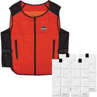 Veste de refroidissement &agrave; changement de phase l&eacute;g&egrave;re avec sachets de recharge Chill-Its 6260, Petit/Moyen, Orange Oxford Builders Supplies Inc
