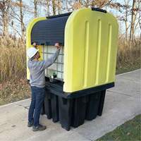 Yellow Roll Top Hardcover Spill Pallet, 65" L x 65" W x 101" H, 5000 lbs. Load Capacity Oxford Builders Supplies Inc