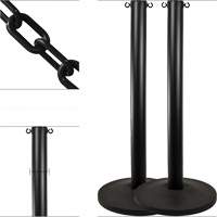 Industrial Stanchion Kit with Plastic Chain, 37" High, Black Oxford Builders Supplies Inc