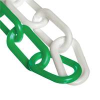 Bicolour Plastic Barrier Chain, Green/White, 2" Link, 500' Length Oxford Builders Supplies Inc