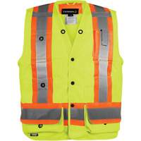 Veste haute visibilit&eacute; pour arpenteur, Orange haute visibilit&eacute;, Petit, Polyester Oxford Builders Supplies Inc