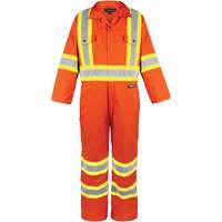 Combinaison non doubl&eacute;e haute visibilit&eacute;, Petit, Orange haute visibilit&eacute; Oxford Builders Supplies Inc